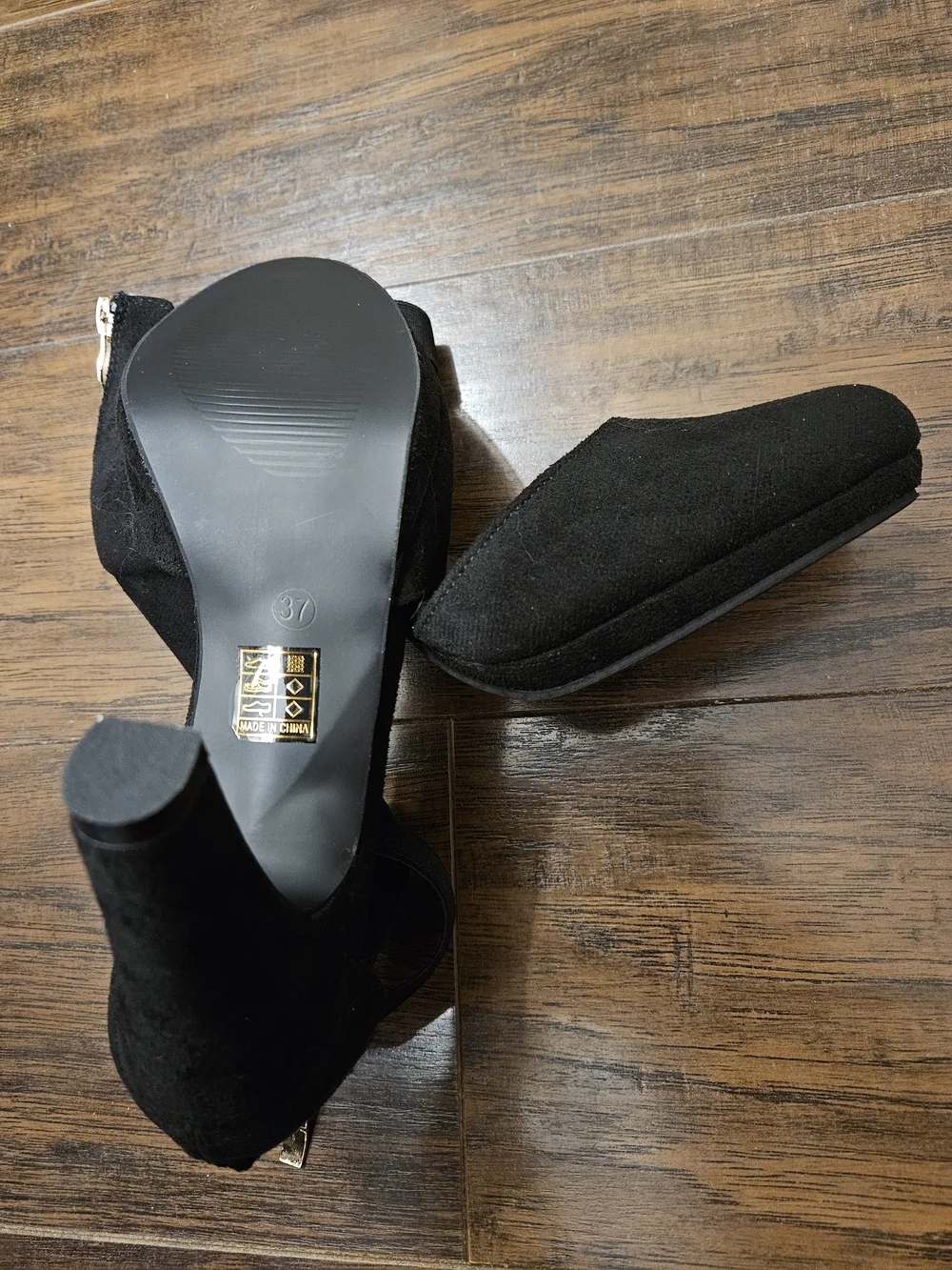 Black Suede Ankle-Strap Heels